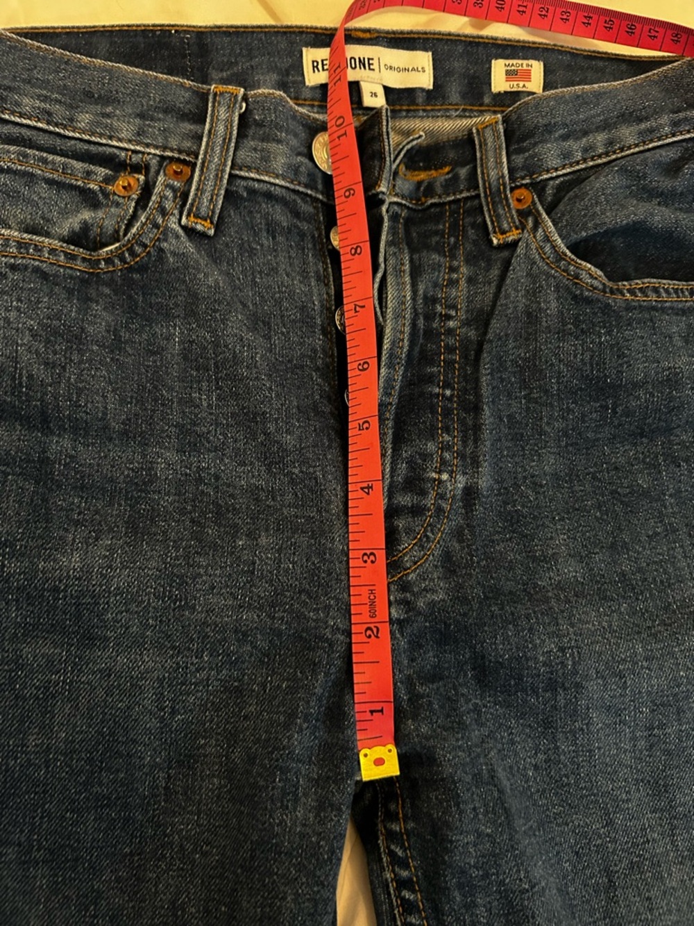 Re/Done High Rise Jeans - Dark Blue 90’s High Rise ankle crop. Size 26. - Picture 6 of 14